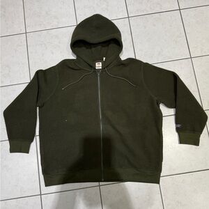 Levis Mens Sherpa Lined Olive Green Zip-Up Hoodie XXL